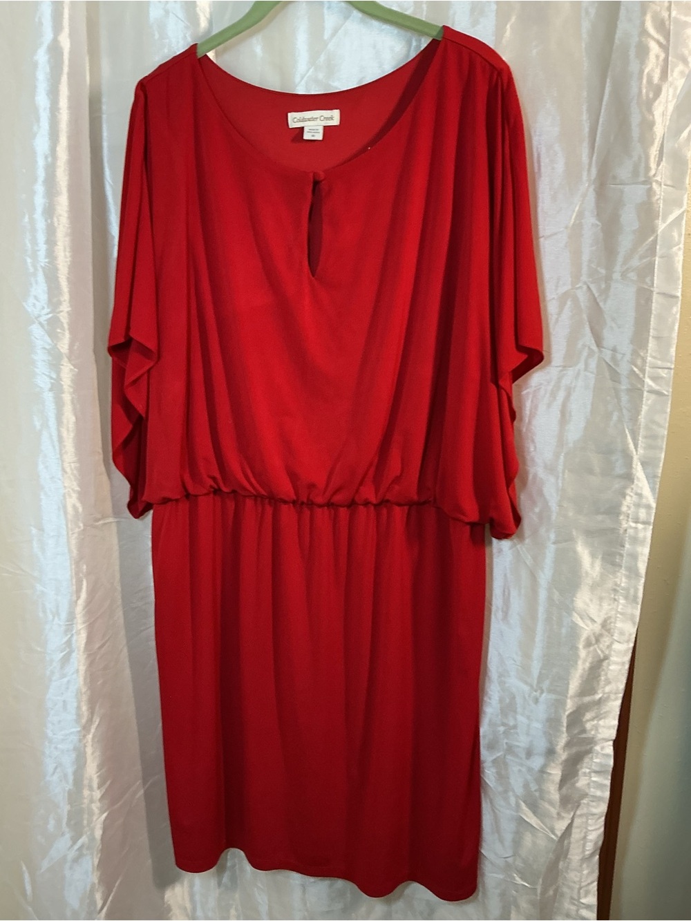 Coldwater Creek Vibrant Red Batwing Midi Dress